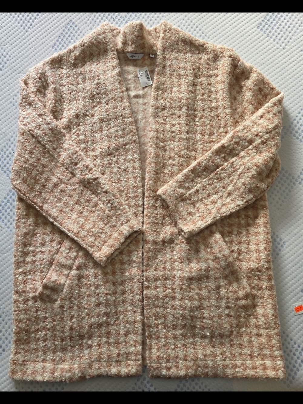 Reitmans Peach & Cream Bouclé Open-Front Blazer